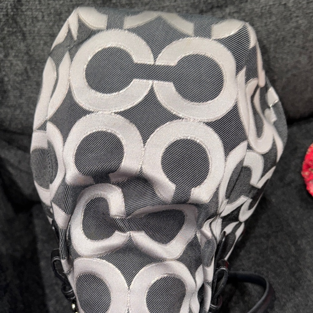 Coach Black Denim and Gray Circle Pattern Hobo Bag - Picture 9 of 12